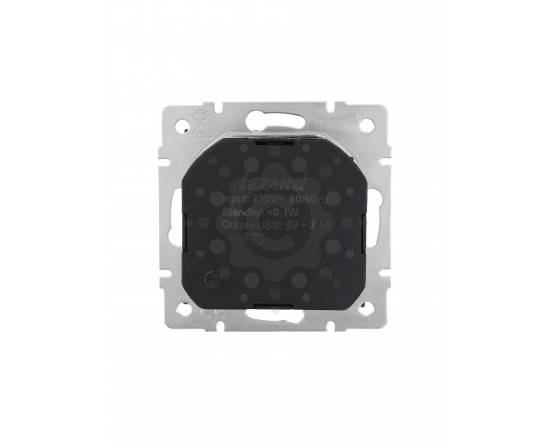 Розетка с заземлением + USB черная Lezard серия Vesna 742-4288-181 фото 2